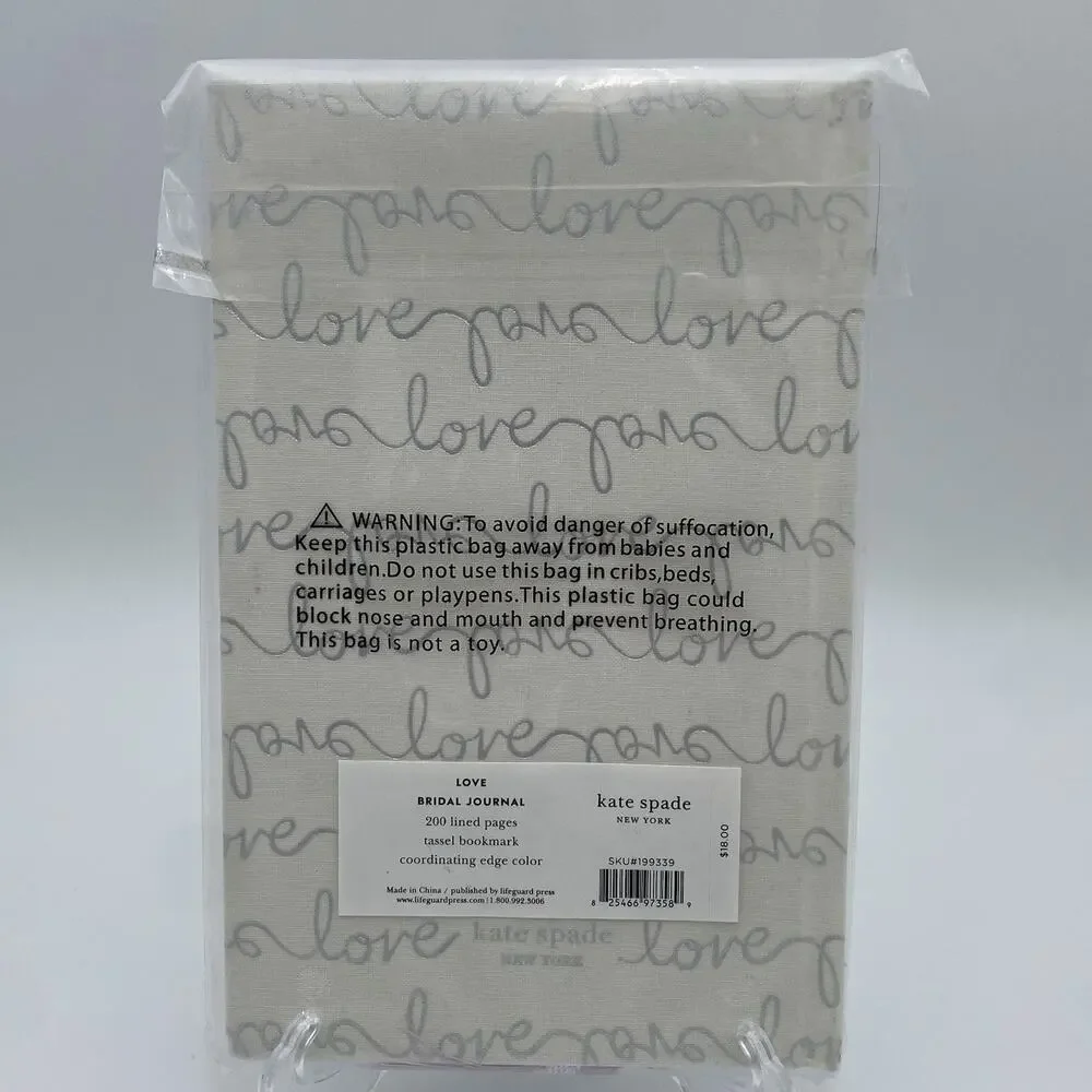 Kate Spade Love Bridal Journal 8.25” X 5.25” Bone Silver Script 200 Lined Pages